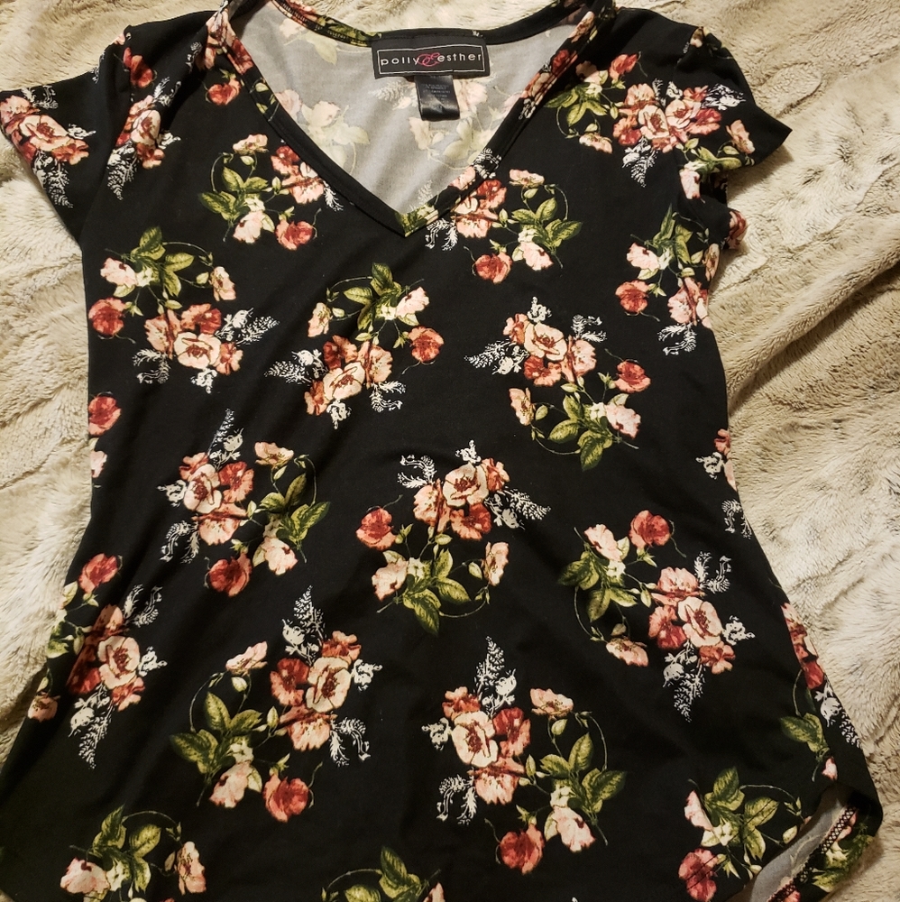 Black and pink Floral blouse